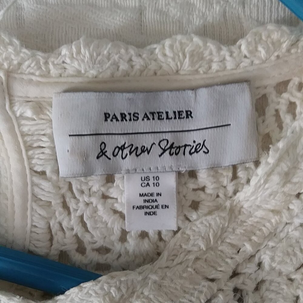 โจ & Other Stories Paris Atelier Mini Dress โจ Size 10 | Muslin Natural Crochet - Picture 4 of 11